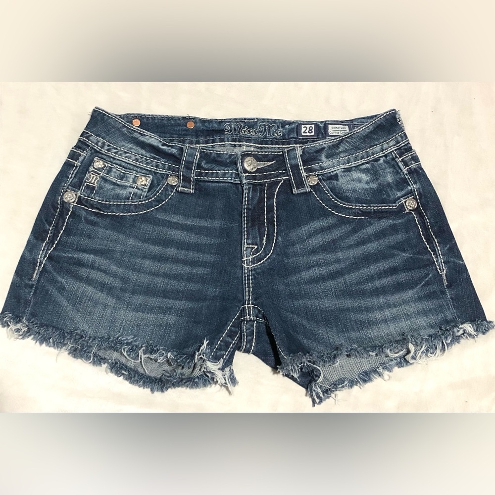Miss Me Blue Jean Shorts with Embellished Back - Picture 4 of 10